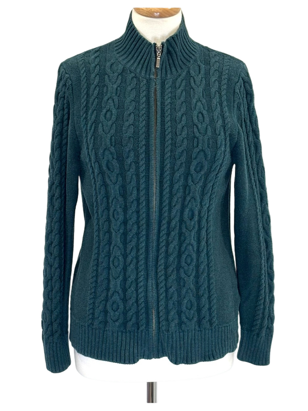 L.L.Bean green zip-up cardigan